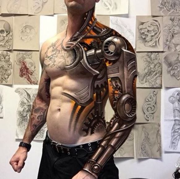 155 Best 3D Tattoos Designs For Men Women 2018 TattoosBoyGirl   3d Tattoos Robot 