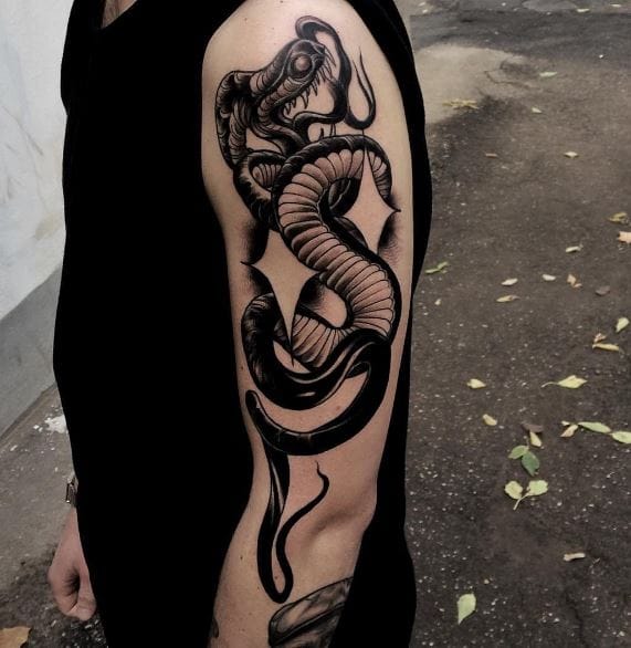 American traditional snake tattoos