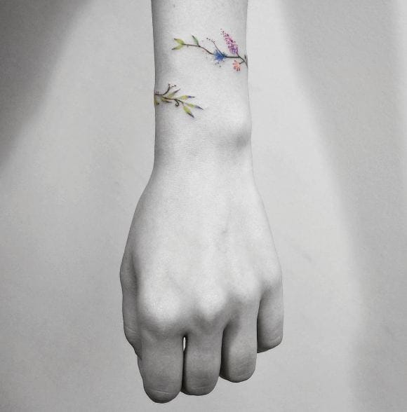 Cool Lavender Wrist Band Tattoos
