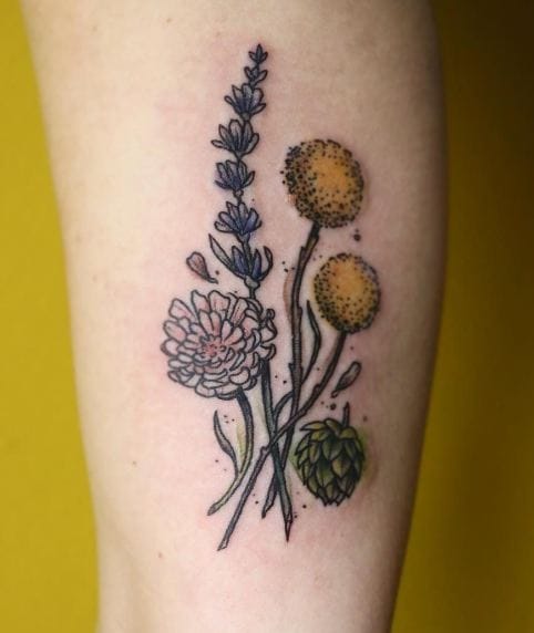 Lavender Dried Flowers Tattoos