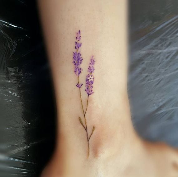 Purple Color Lavender Flower Tattoos