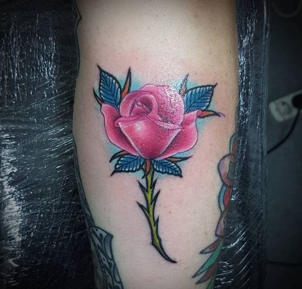 rose and heart drawing tattoo