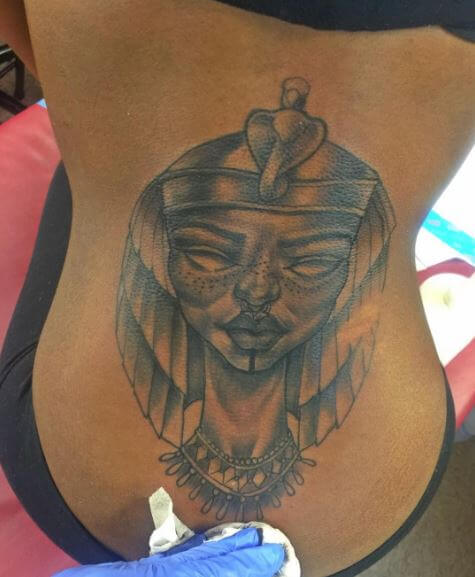 African Full Size Tattoos Design On Women Back Side