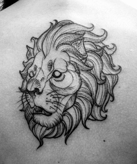 African Lion Tattoos Design On Back Side