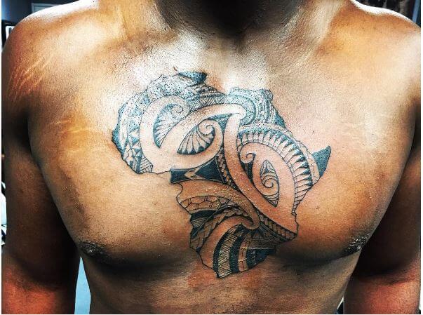 African Tattoos Design On Chest