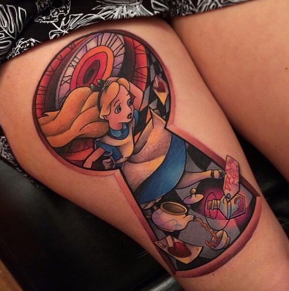 Alice In Wonderland Tattoos For Thigh