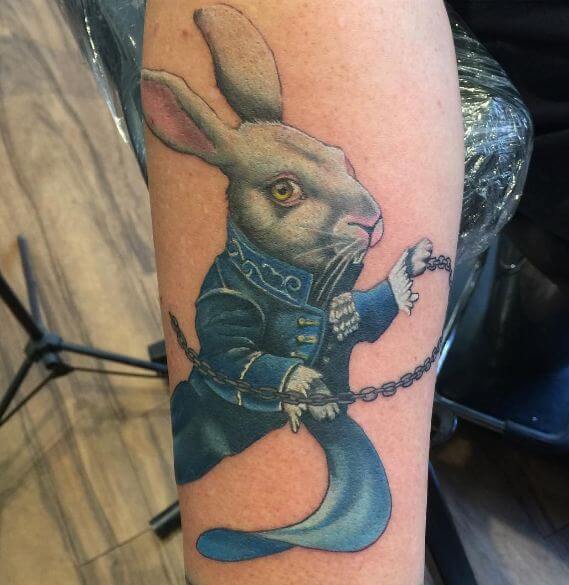 Alice In Wonderland White Rabbit Tattoos