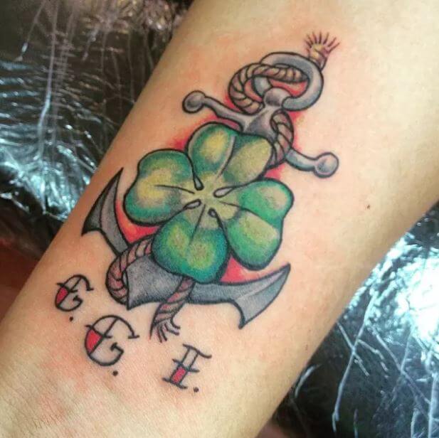 Anchor And Irish Tattoo Design