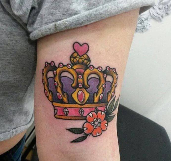 Colored Kign Crown Tattoos