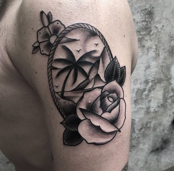 Flower And Landscape Tattoos Design And Ideas