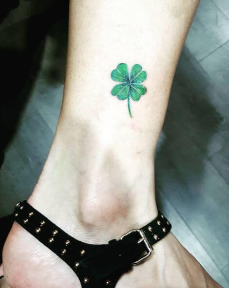 Green Irish Tattoo Design On Ankle