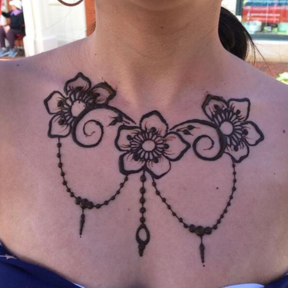 Henna Irish Tattoo Design On Neck