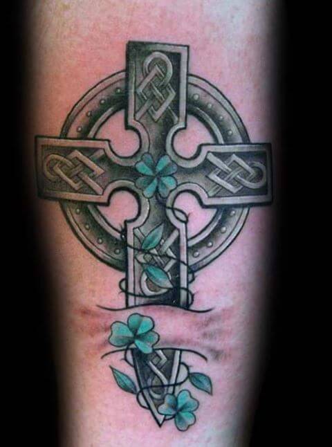 Irish Cross Tattoo Design On Inner Forearm