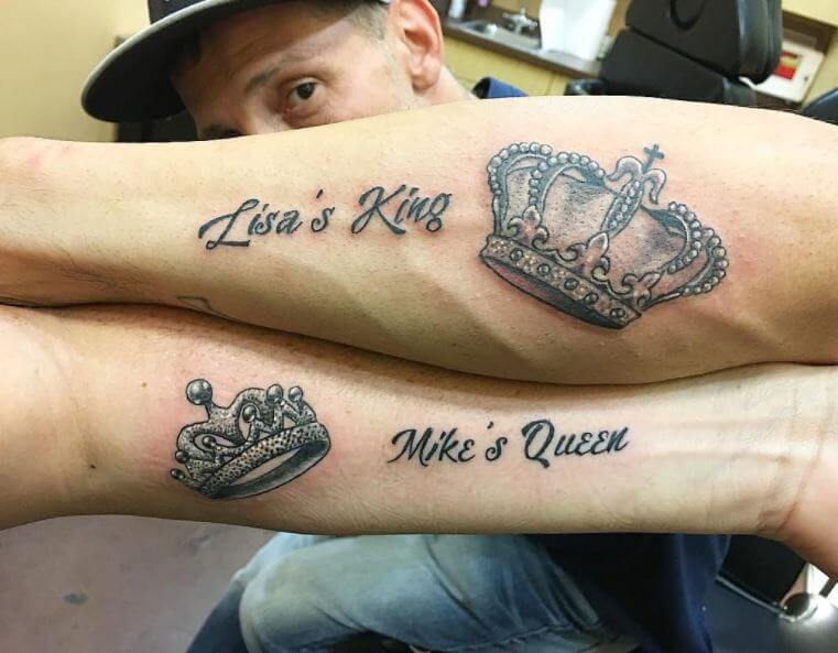 King And Queen Crown Forearm Tattoos