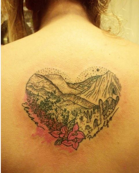 Landscape Tattoos Design On Backside