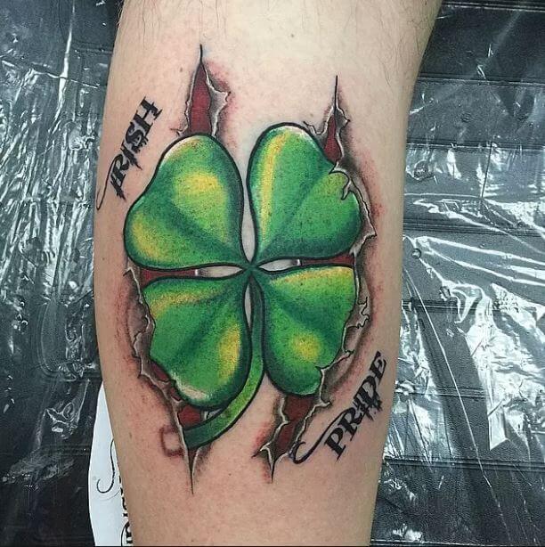 Latest Irish Tattoo Design On Leg