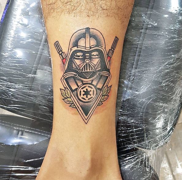 Nice Star Wars Tattoos Design On Legs