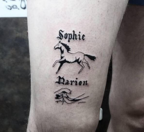 Small Horse Tattoo On Thigh