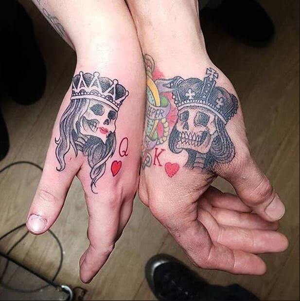 Small King And Queen Tattoos On Hand