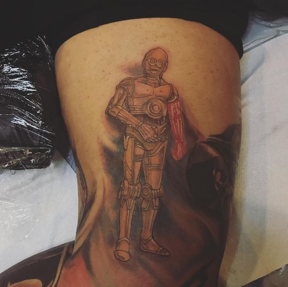 Star Wars C 3PO Robot Tattoos Design On Biceps