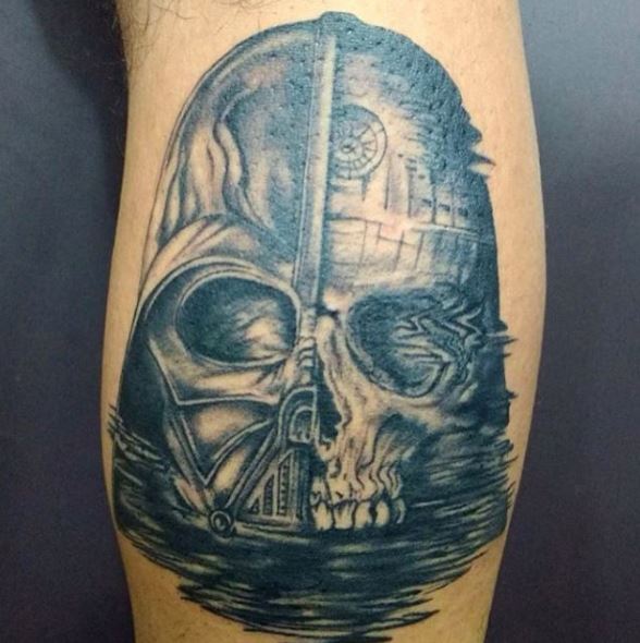 Star Wars Darth Vader And Skull Tattoo Design