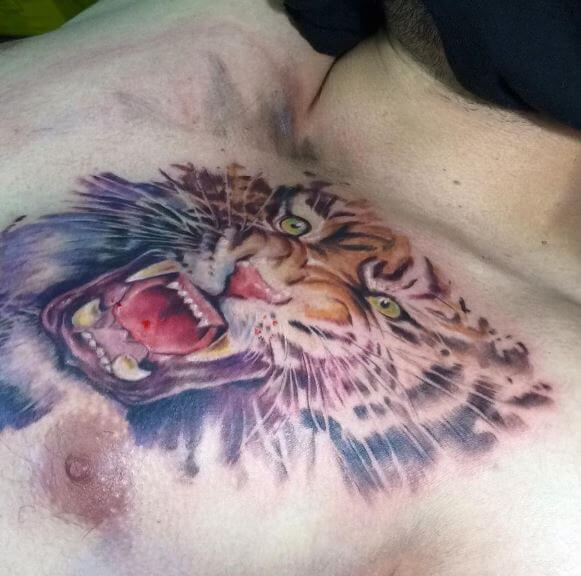 Tiger Tattoo On Chest 1