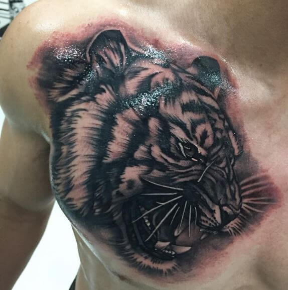 Tiger Tattoo On Chest 2