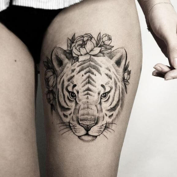 Tiger Tattoo On Leg 1