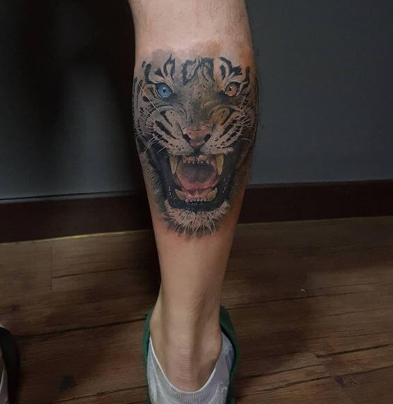 Tiger Tattoo On Leg 2
