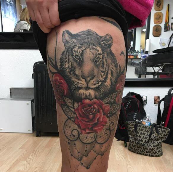 Tiger Tattoo On Leg