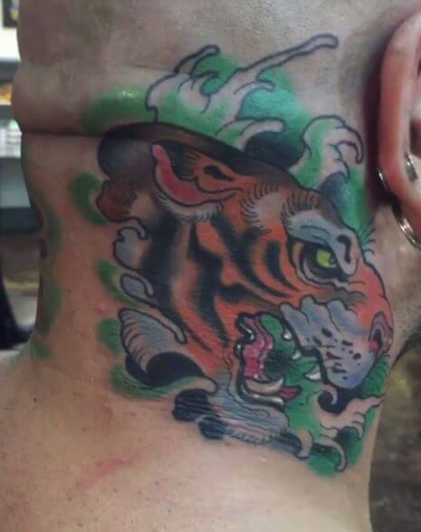 Tiger Tattoo On Neck