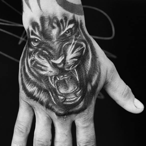 Tiger Tattooon Hand