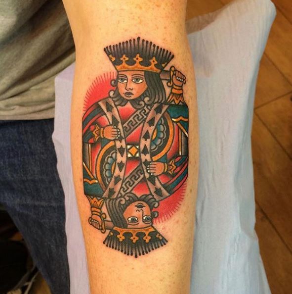 Traditional Card King Tattoos Design On Arms