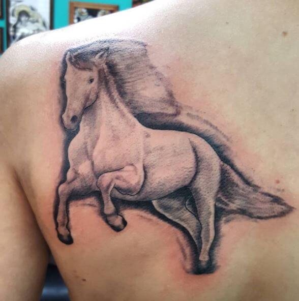 White Horse Tattoo Design On Back