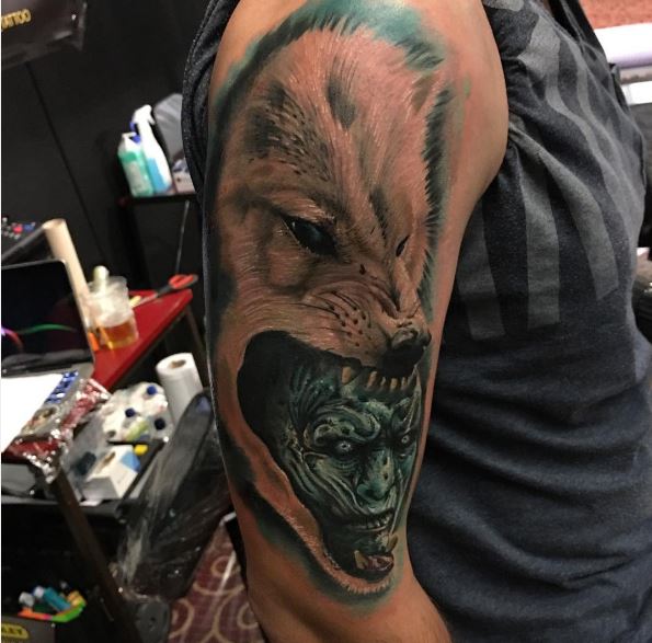 Wolf Killer White Walker Tattoos Design On Biceps