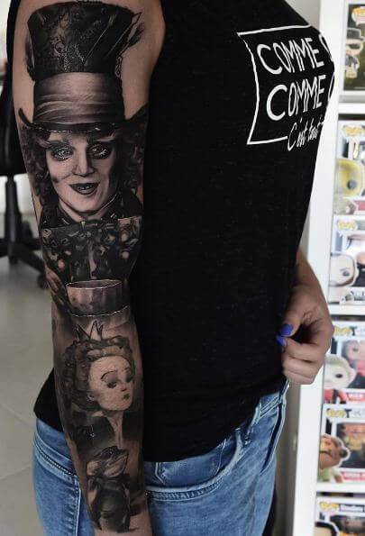 Alice In Wonderland Mad Hatter And Red Queen Tattoos