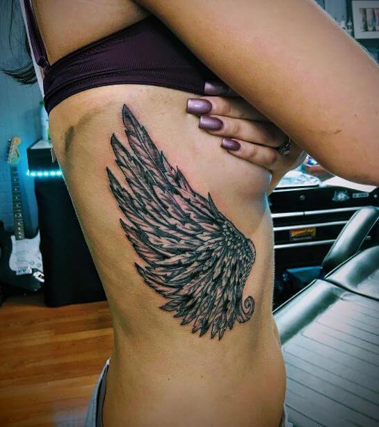 Angel Wing Tattoo On Ribs