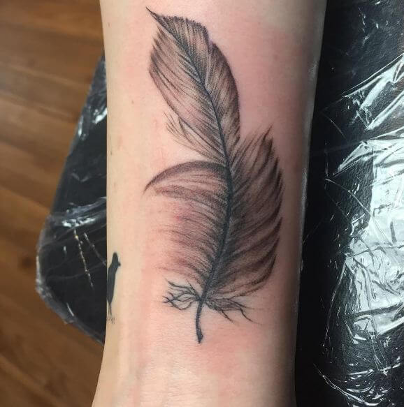 Black And Grey Feather Tattoos