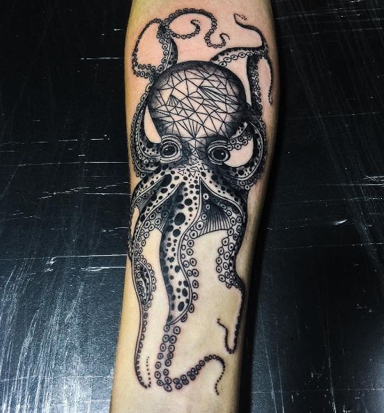 Black Ink Octopus Tattoos