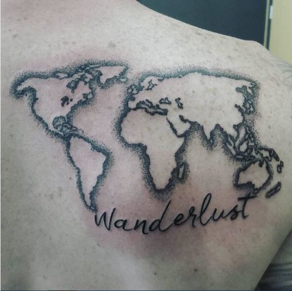Black Ink World Map Tattoos