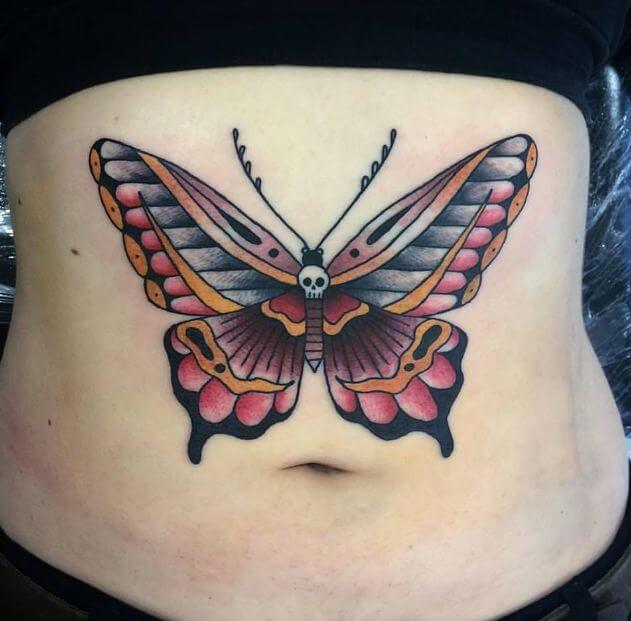 Butterflies Tattoos On Stomach