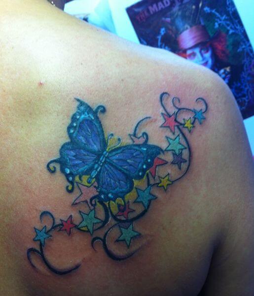 Butterfly And Star Tattoos