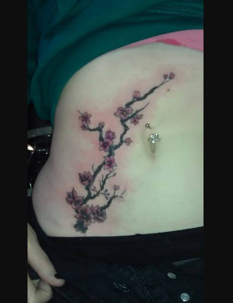 Cherry Blossom Stomach Tattoos