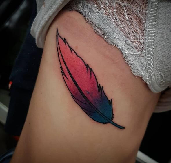 Colored Feather Tattoos