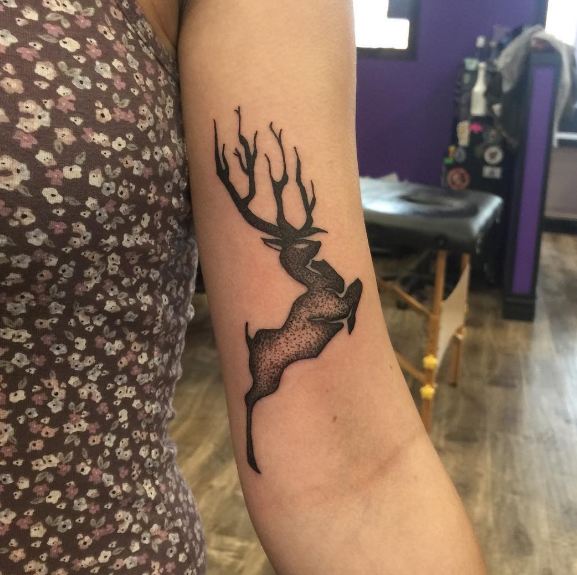 Deer Tattoos On Inner Biceps For Female