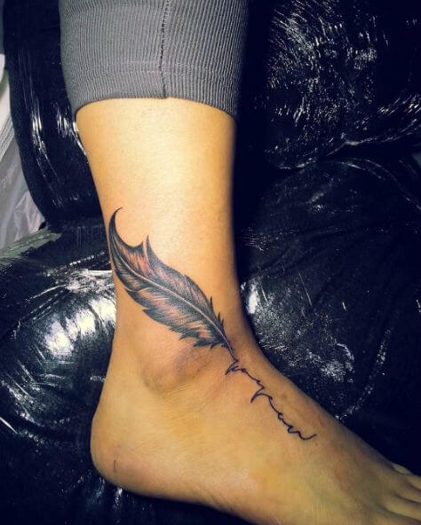 Feather Tattoos On Ankle