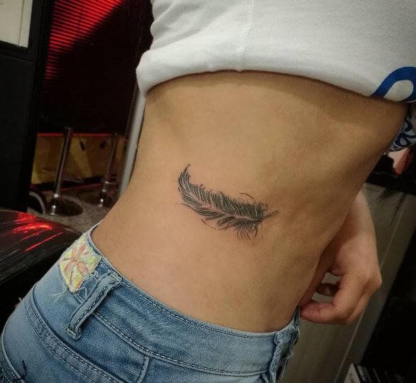 Feather Tattoos On Rib