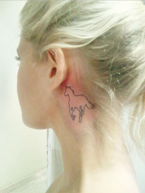 Horse Tattoo Behind Ear