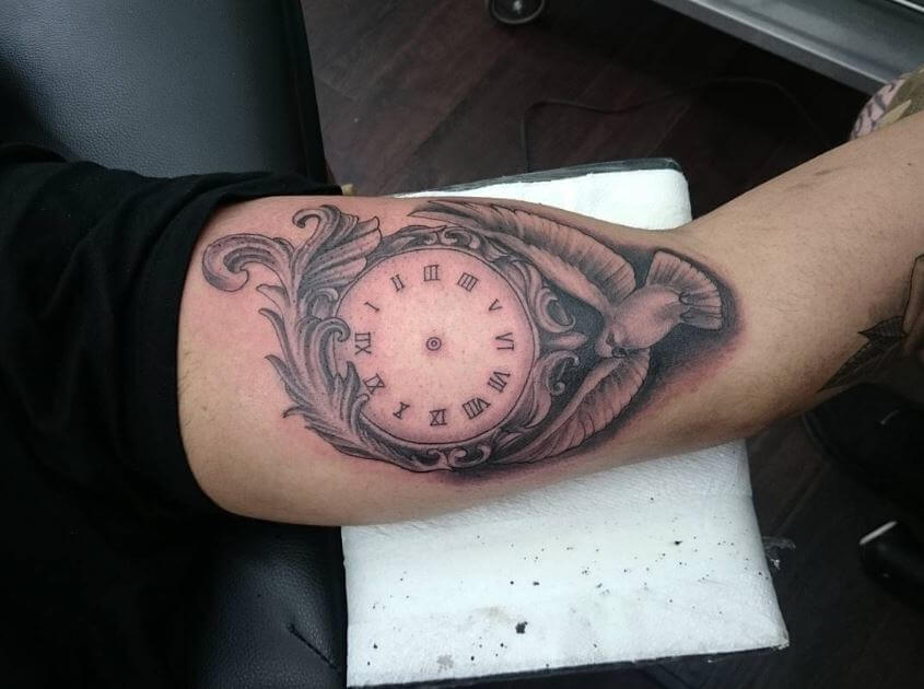 Inner Bicep Clock Tattoos