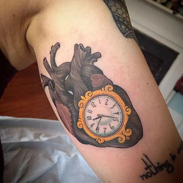 Inner Bicep Tattoos Clock